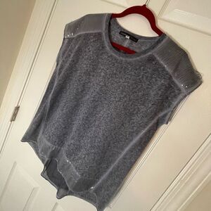 Clothes head blue sequined sleeveless shirt oversized small